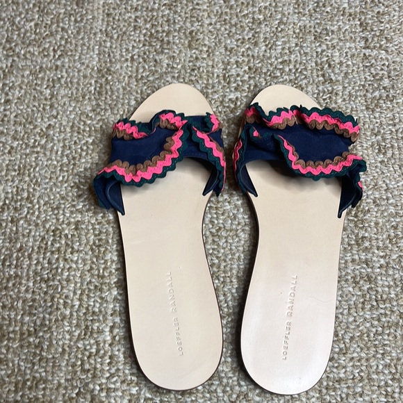 Loeffler Randall Birdie Suede Flat Ruffled Sandals in Multicolor - Picture 3 of 6